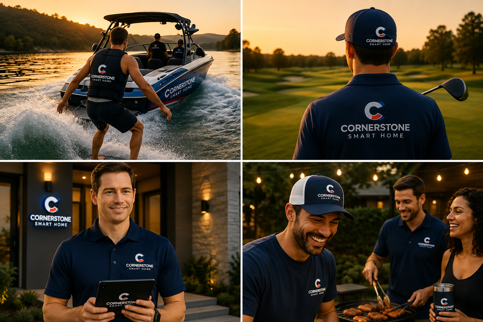 Cornerstone Performance Mosaic: wake surfing, golf, and team events