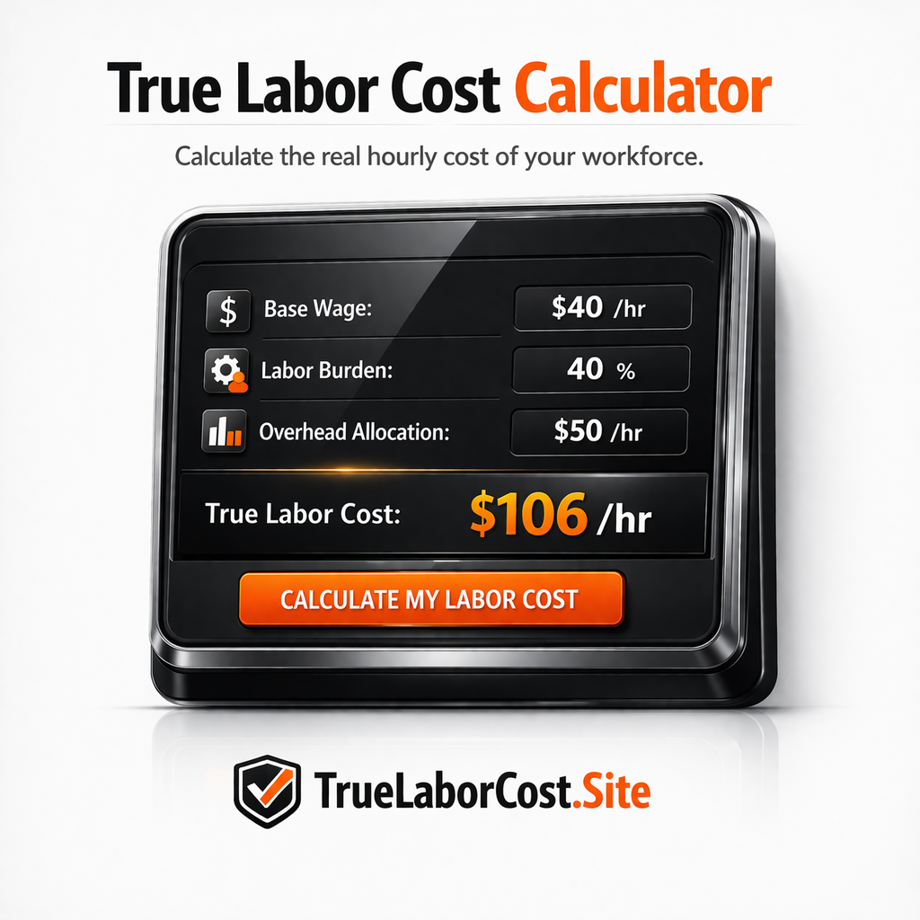 True labor cost calculator CTA banner — find out if your overhead rate is covering your costs in 2 minutes at truelaborcost.site True labor cost calculator CTA banner — find out if your overhead rate is covering your costs in 2 minutes at truelaborcost.site