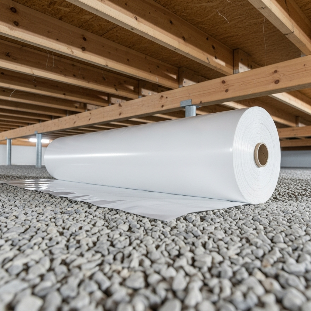 Heavy-duty vapor barrier installed in a Brooksville crawl space