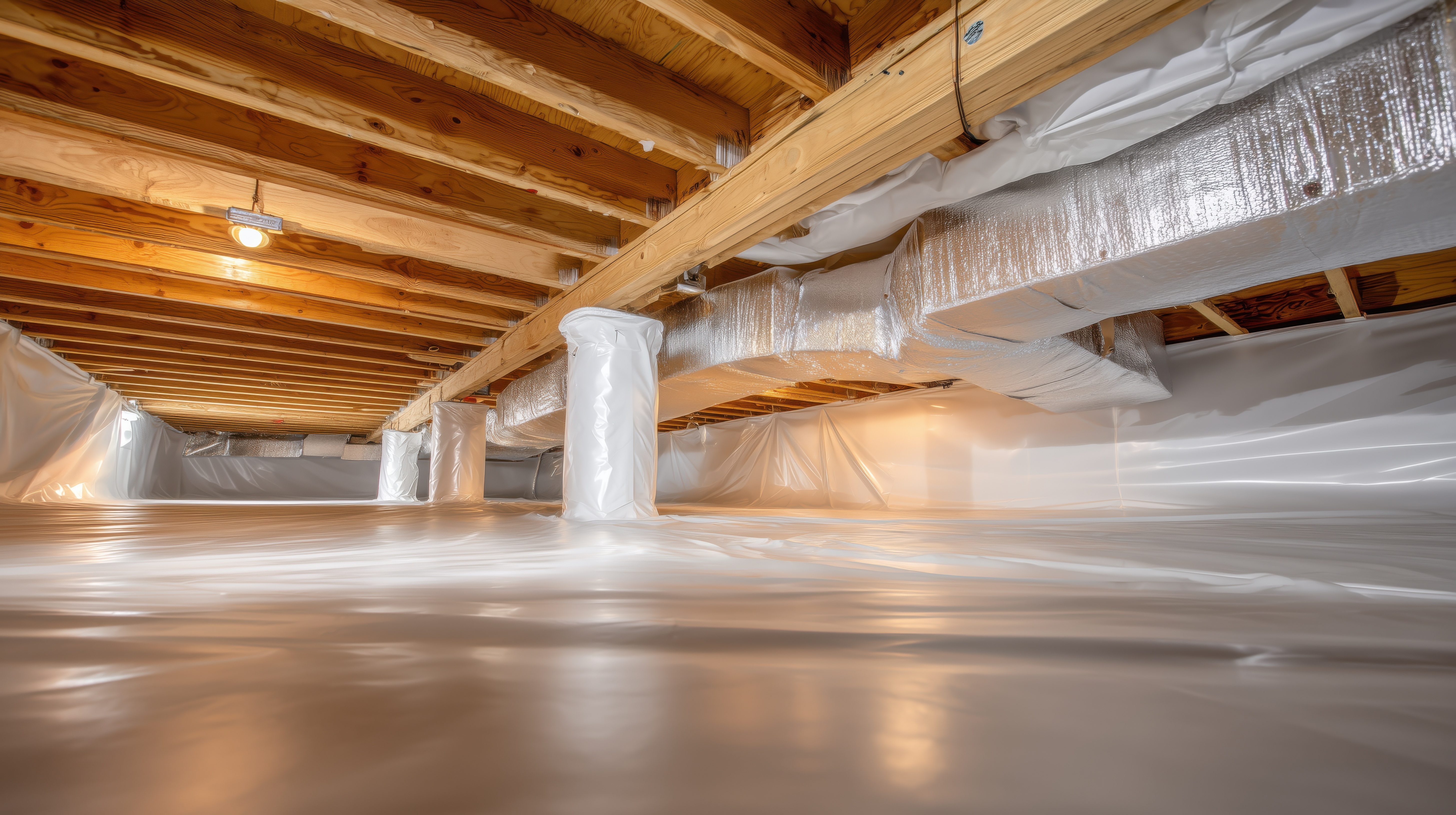 Dry, sealed crawl space after encapsulation in Hernand County