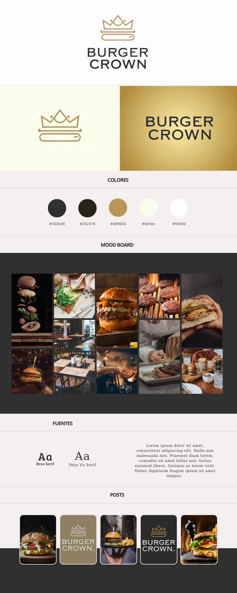 Burger Crown brand board