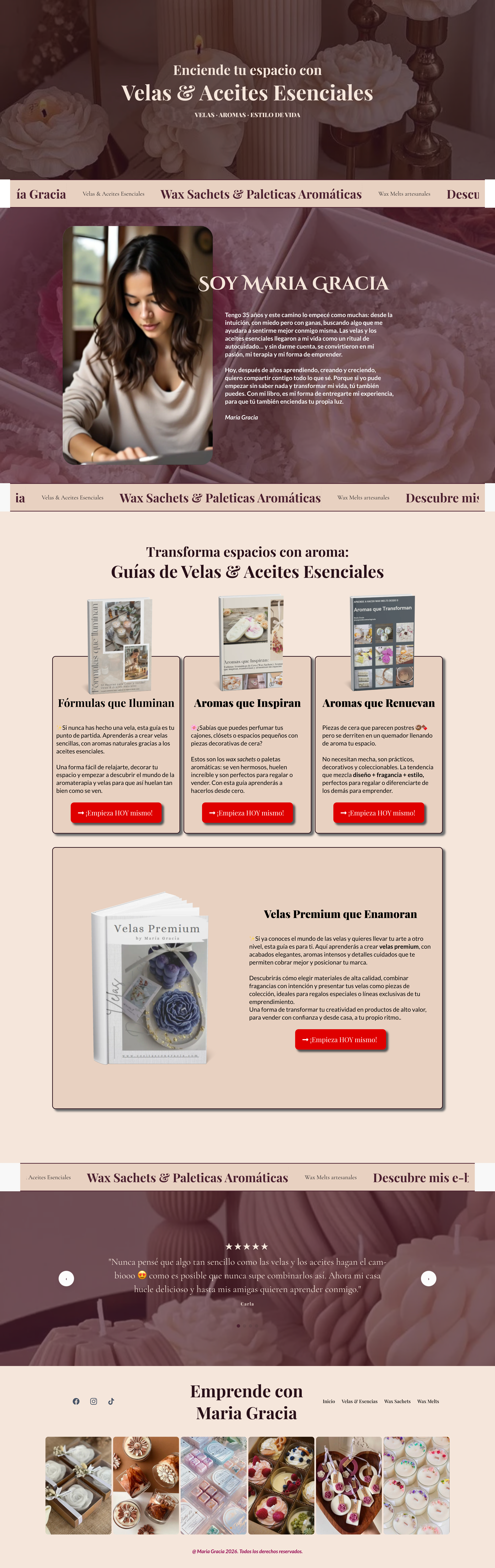 María Gracia landing page