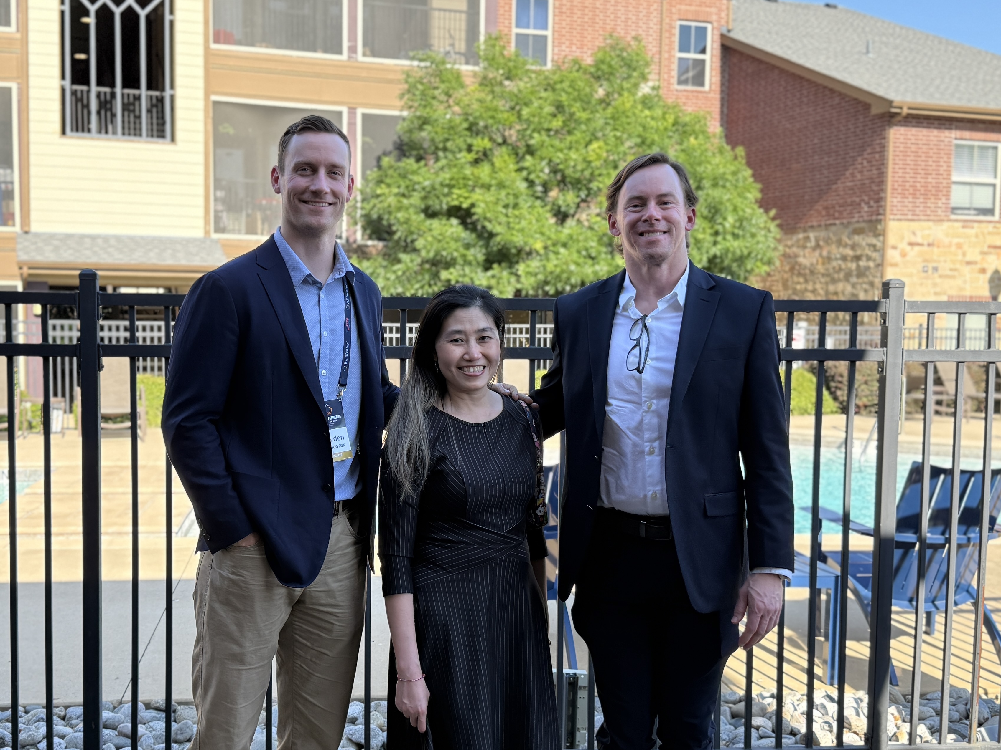 Theresia Kurnadi, Dustin Miles, and Hayden Harrington on site at Devonshire Lake Dallas
