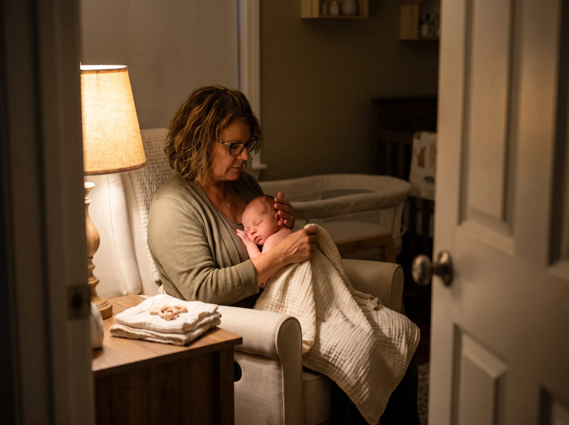 Michelle providing overnight newborn care