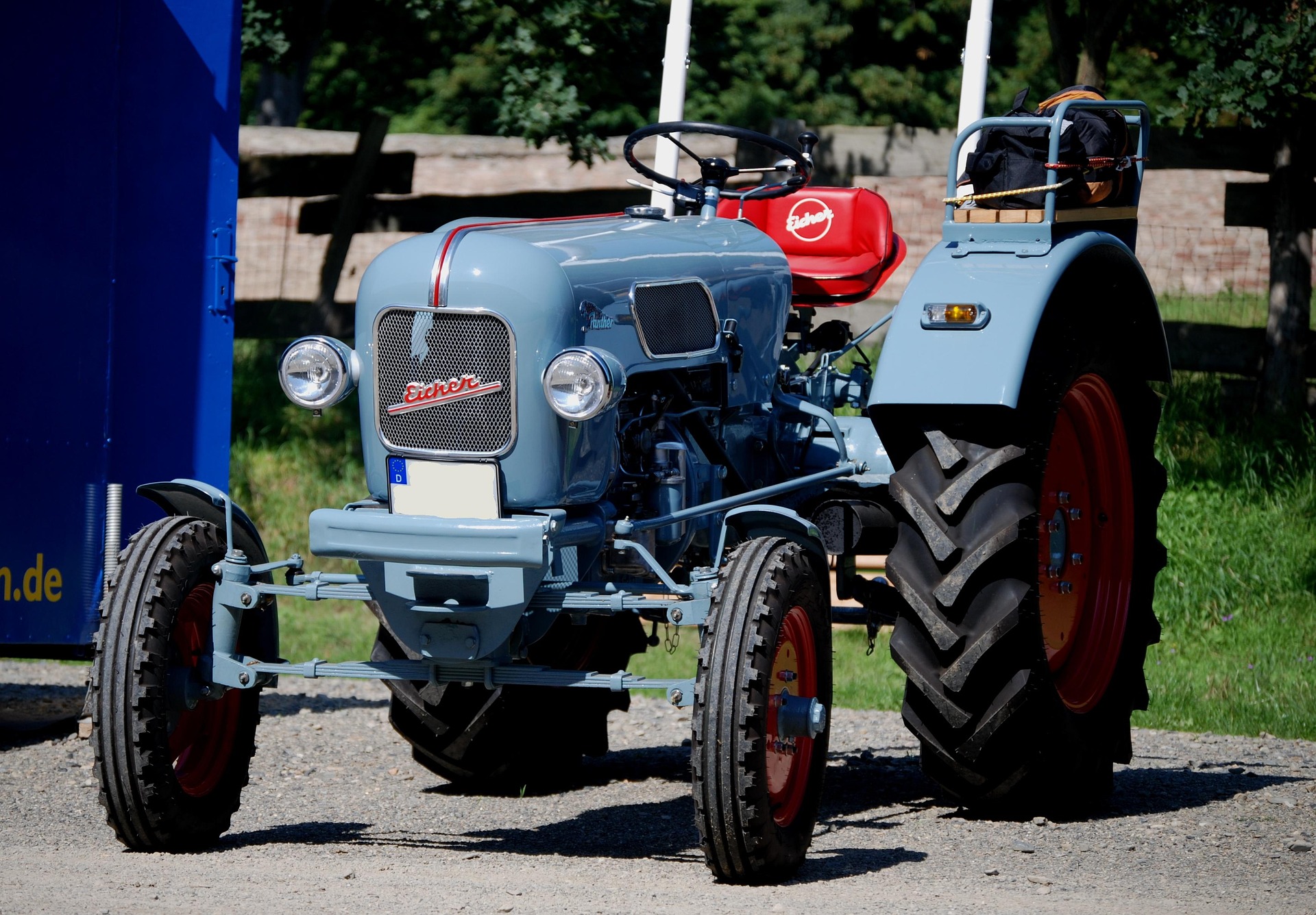 Vintage classic tractor in a field