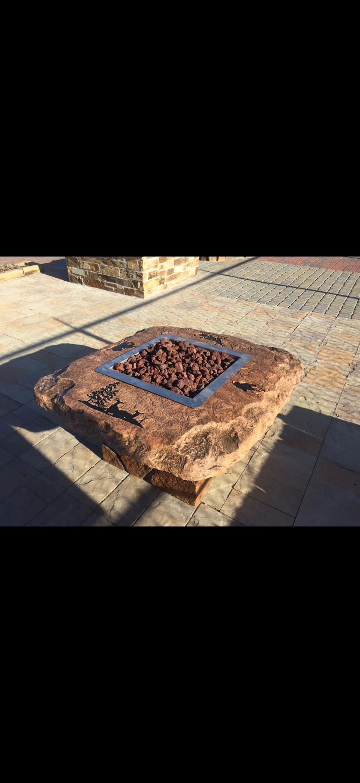 Stone Fire Pit Table with Lava Rock