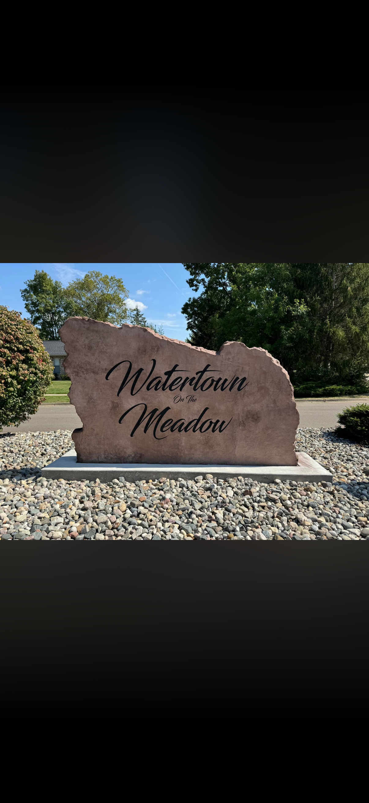 Watertown On The Meadow Stone Sign