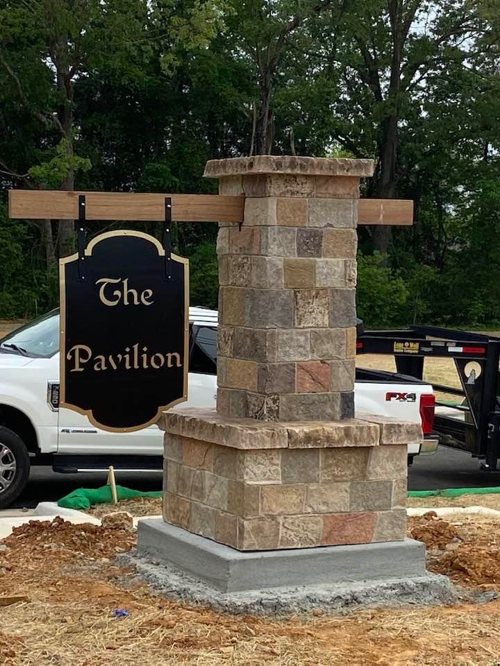 The Pavilion Stone Pillar Sign