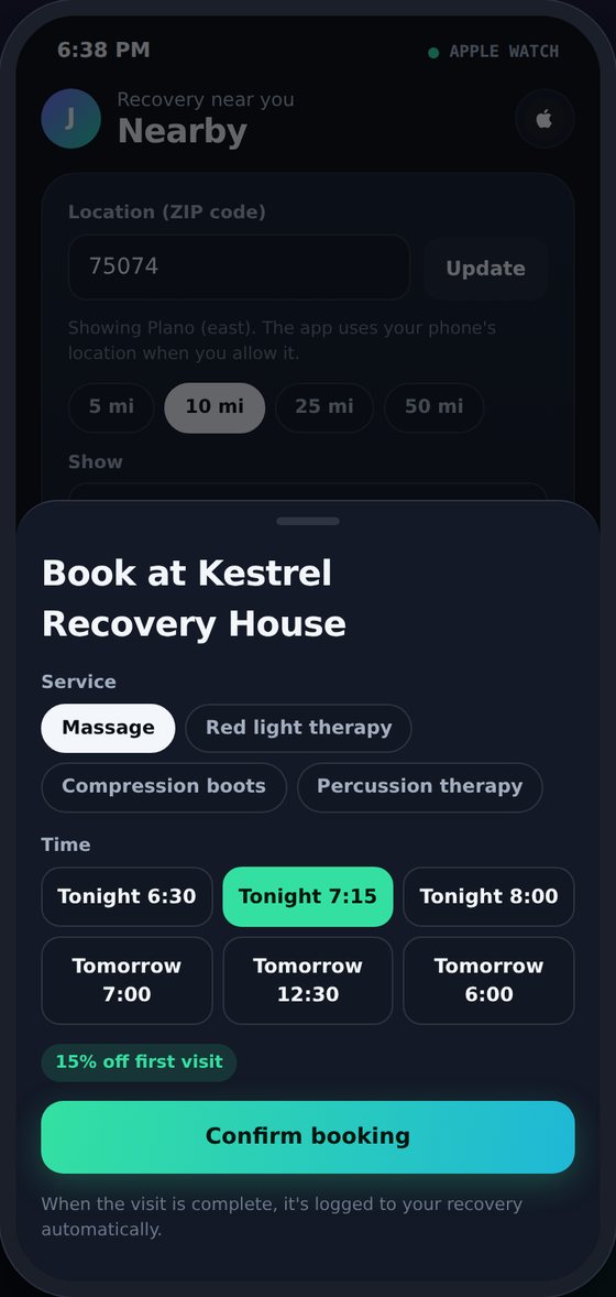 Booking a massage at a nearby recovery house