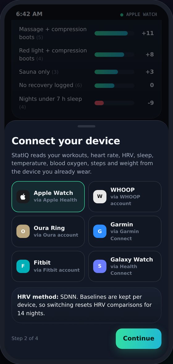 Connect your device setup screen