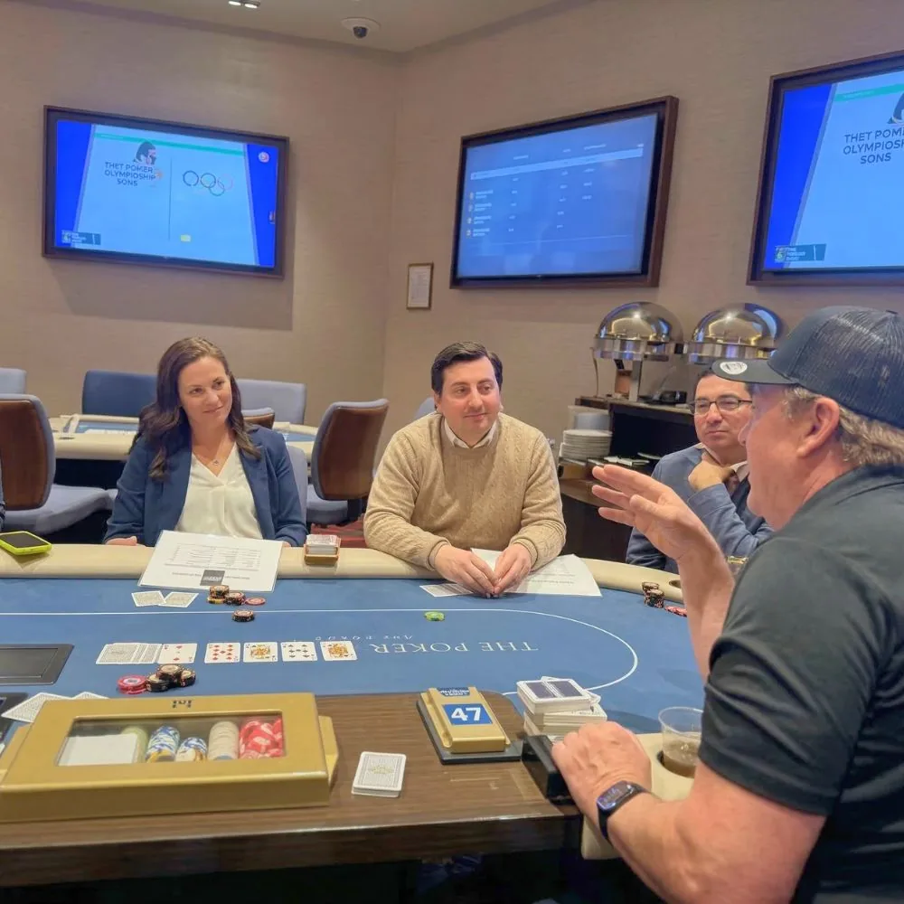 Live poker coaching for corporate team building activities
