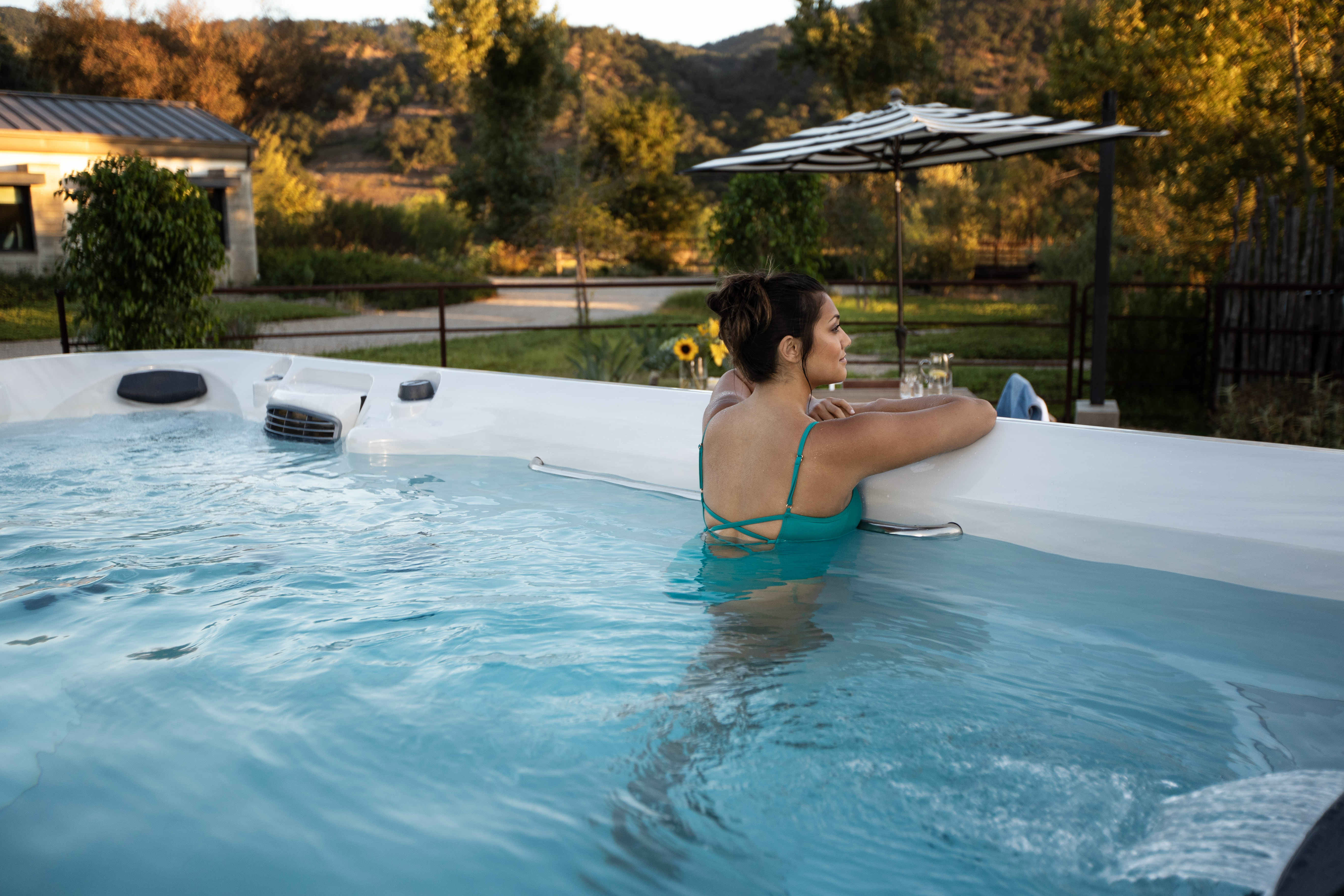 Woman Relaxing in Swim Spa