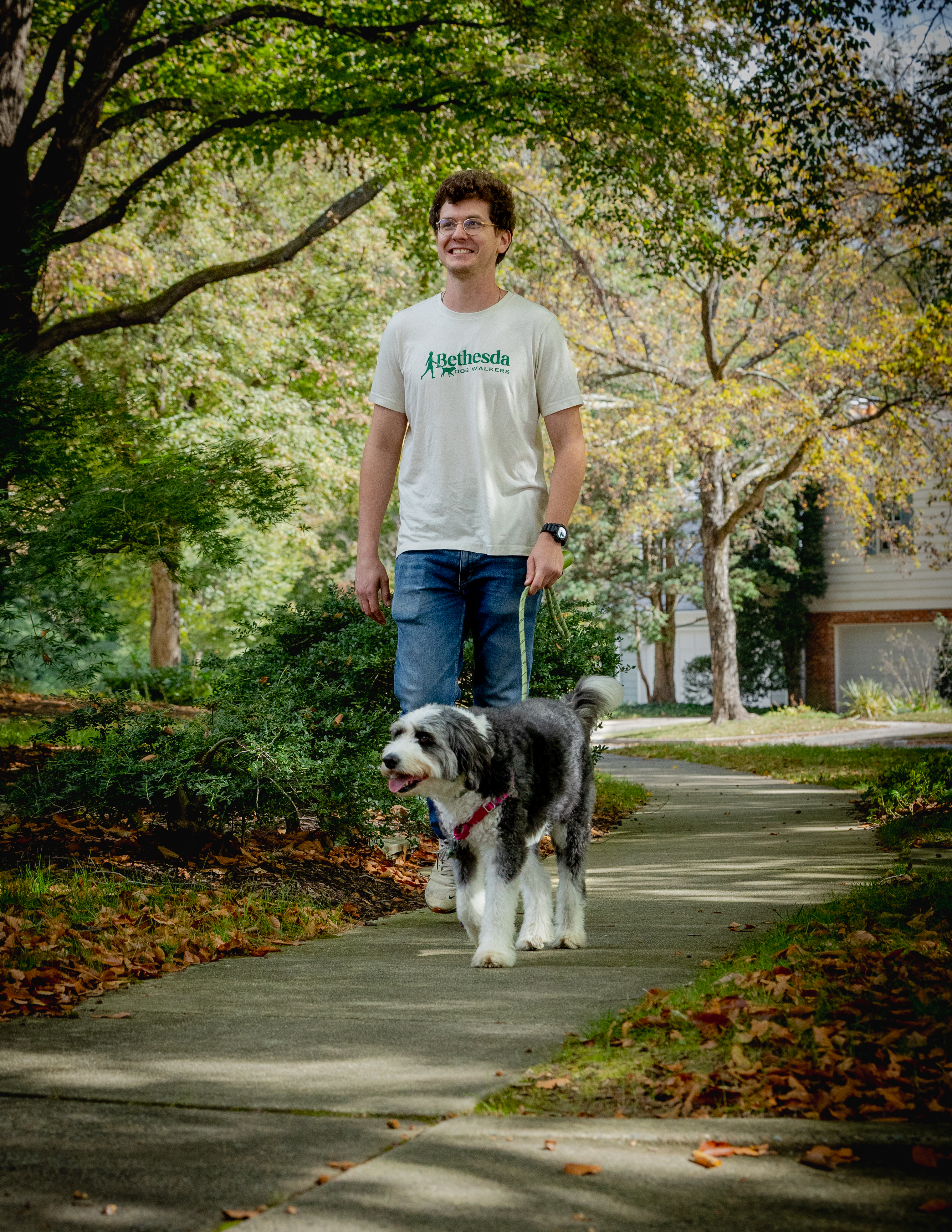Bethesda Dog Walkers giving a happy dog attention