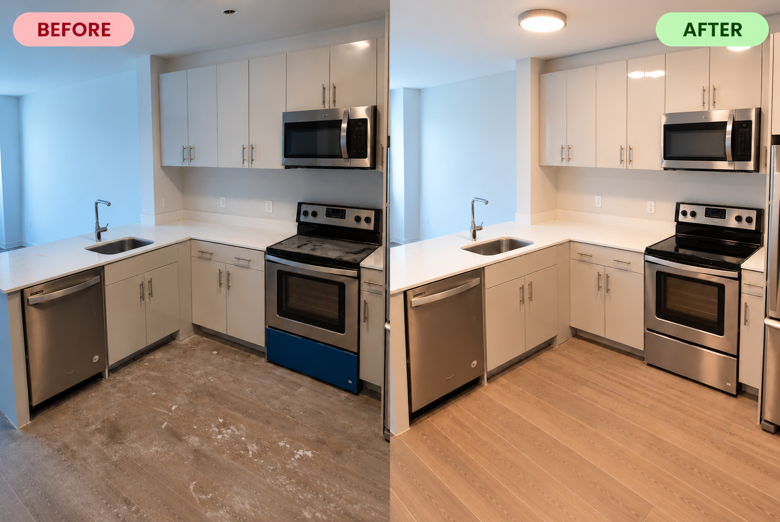 Marin Boulevard - Designer kitchen with stainless steel appliances and corner quartz counter