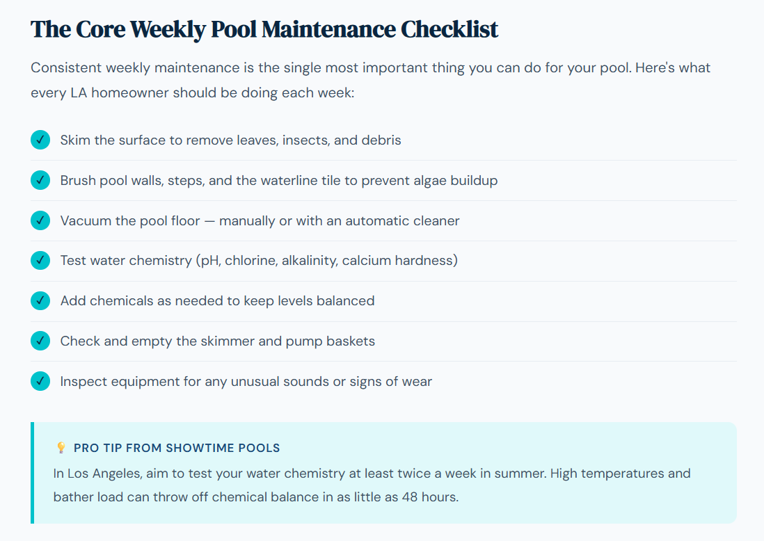 The Core Weekly Pool Maintenance Checklist