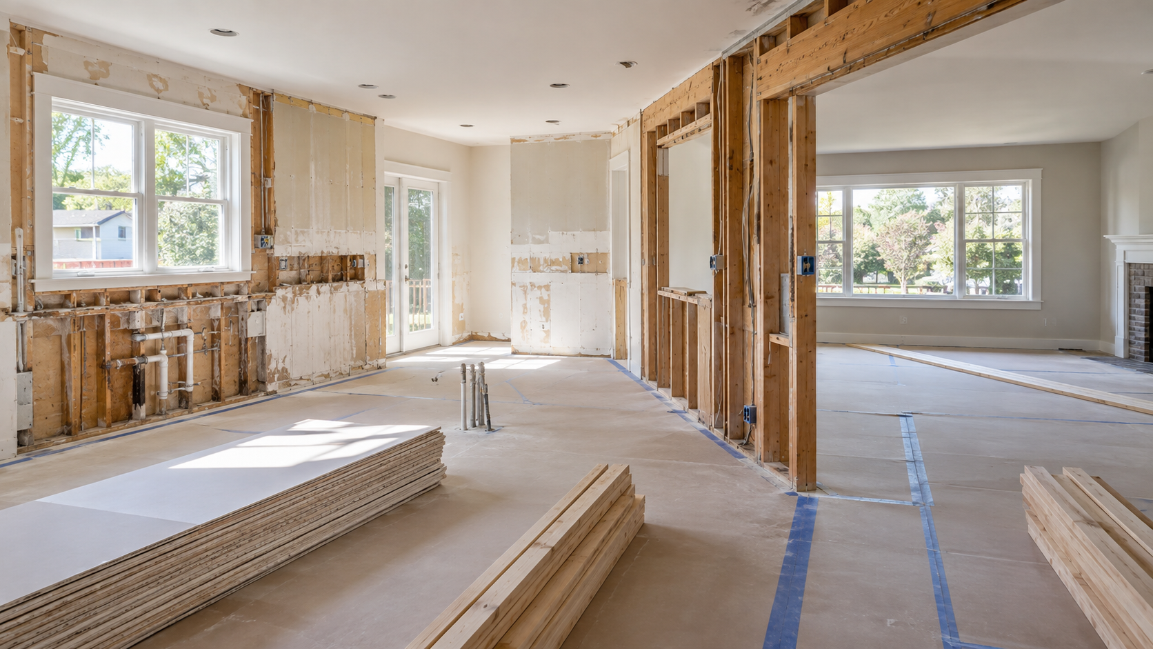 Interior renovation prepared for a fix-and-flip project