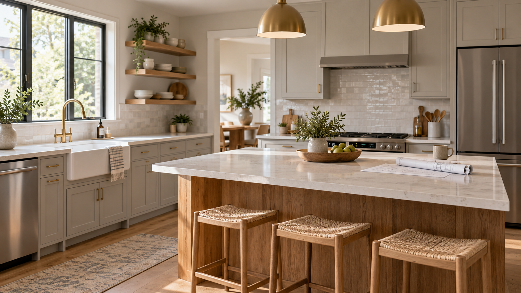 Completed kitchen renovation in an established home