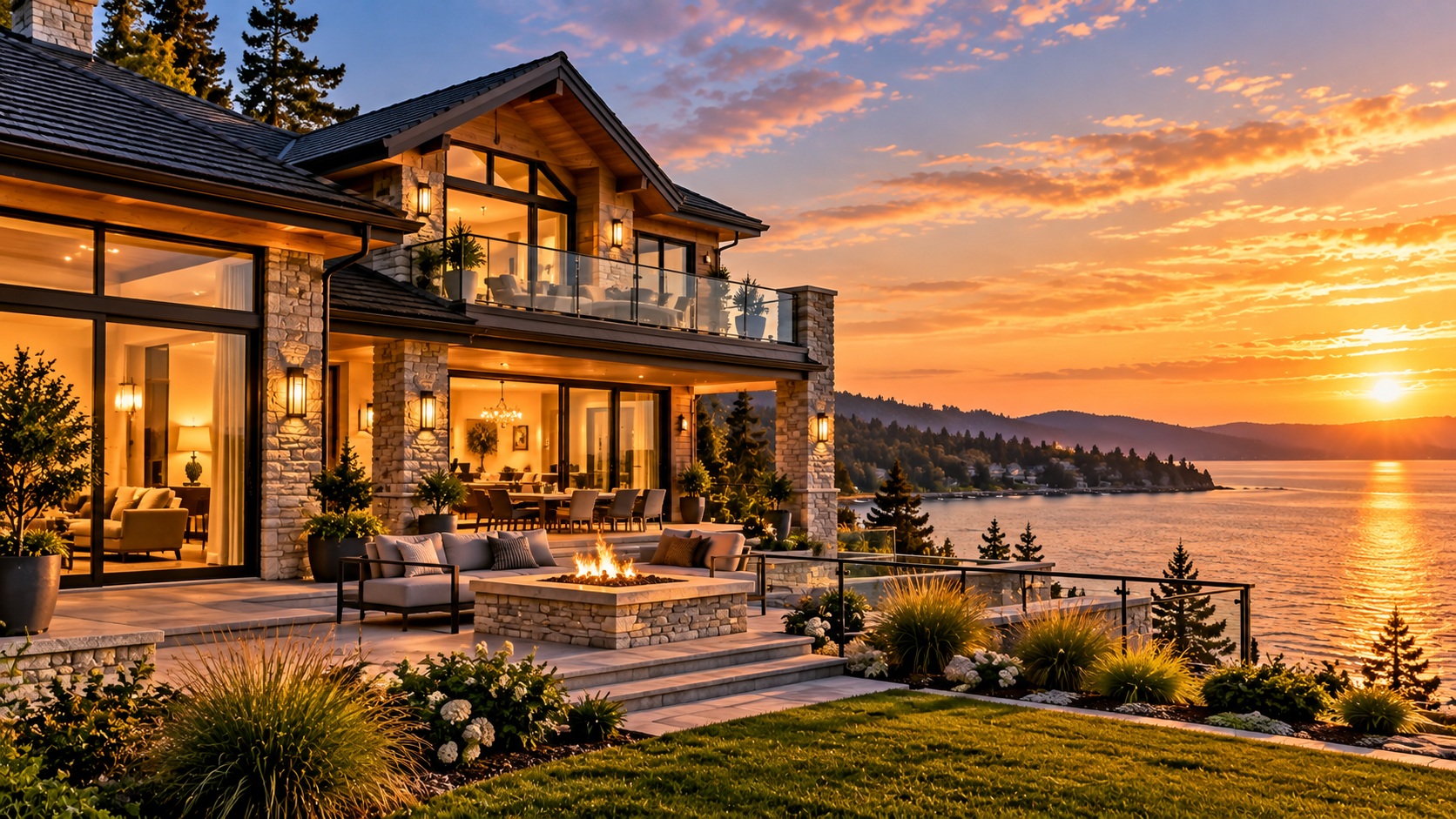 Luxury lakeside vacation property representing a jumbo second-home purchase