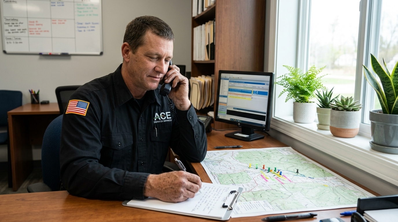 Dispatcher taking a call from a driver needing a car towed Dispatcher taking a call from a driver needing a car towed
