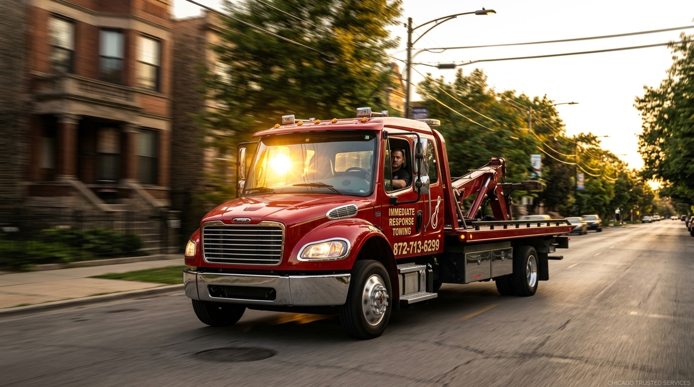 Immediate Response Towing truck offering a trustworthy alternative to aggressive private lot tows
