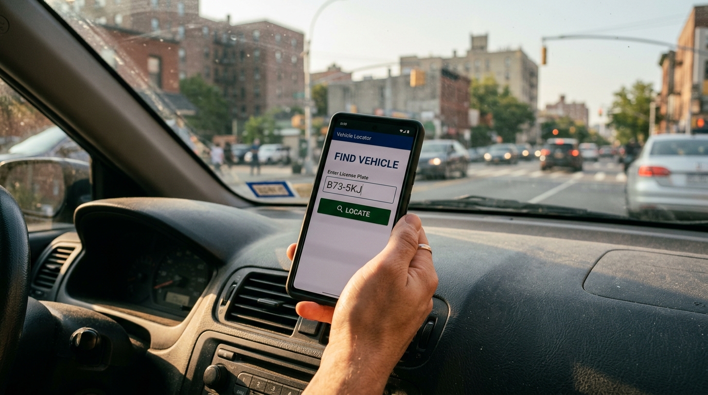 Driver searching an online vehicle locator tool after their car was towed in Chicago