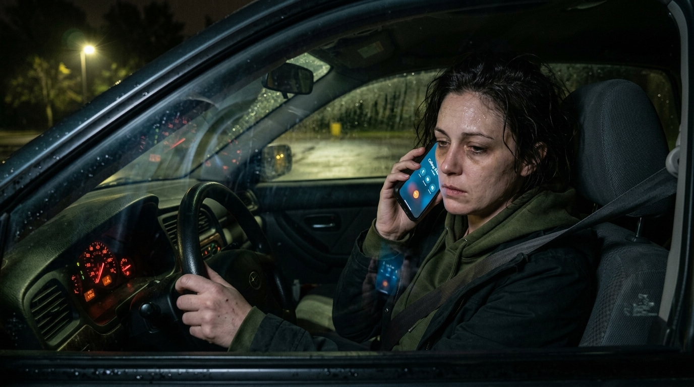 Driver calling for a tow late at night hoping for a real answer