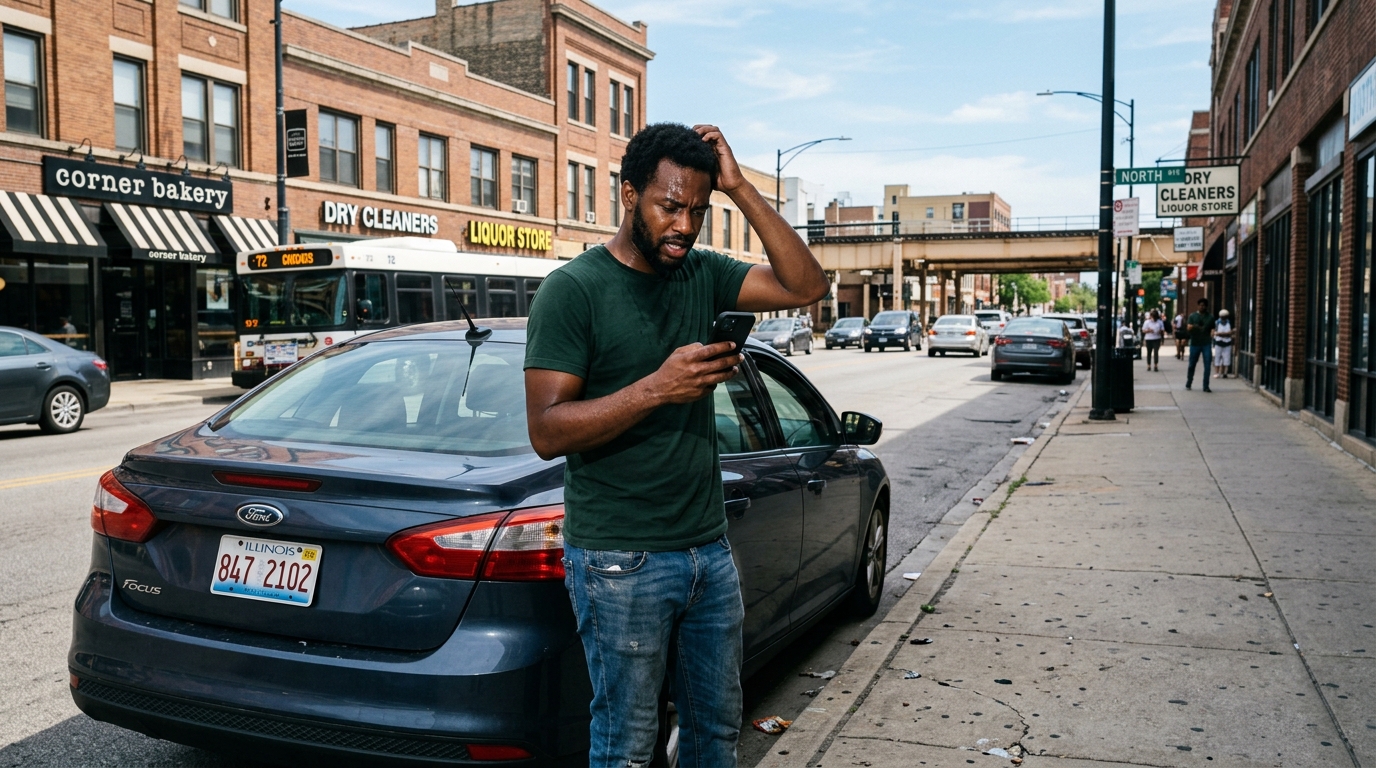 Driver comparing towing companies before deciding who to call
