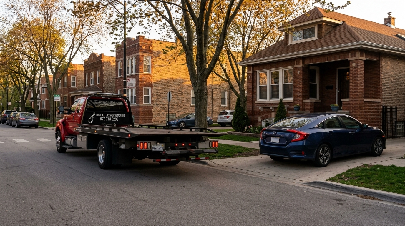 Car safely parked at home after being towed instead of taken to a shop Car safely parked at home after being towed instead of taken to a shop