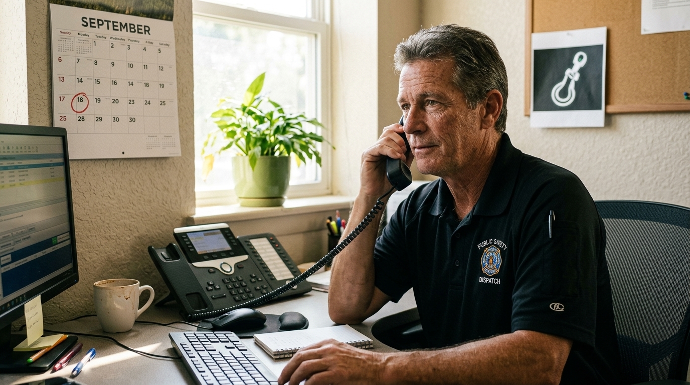 Dispatcher confirming Sunday towing availability over the phone