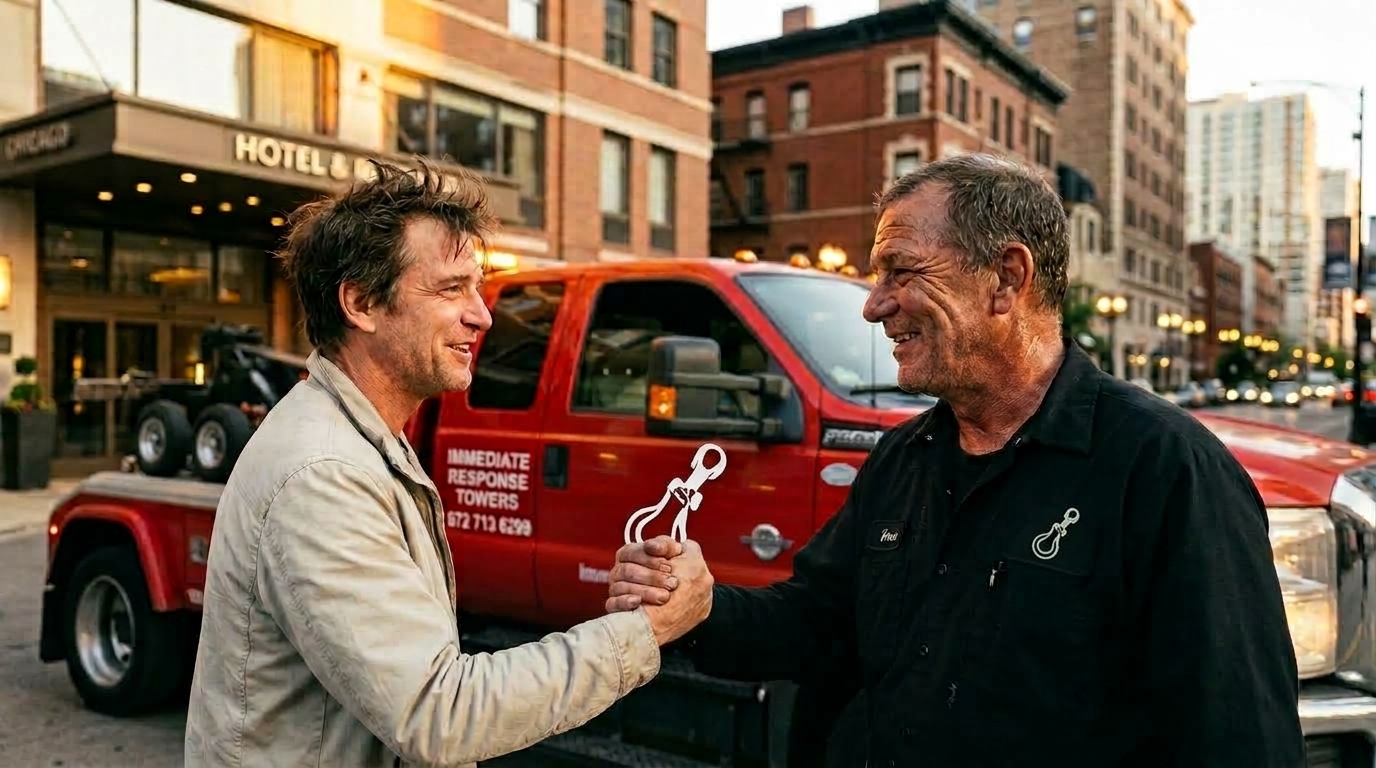 Traveler relieved after being treated fairly by a local Chicago towing company Traveler relieved after being treated fairly by a local Chicago towing company