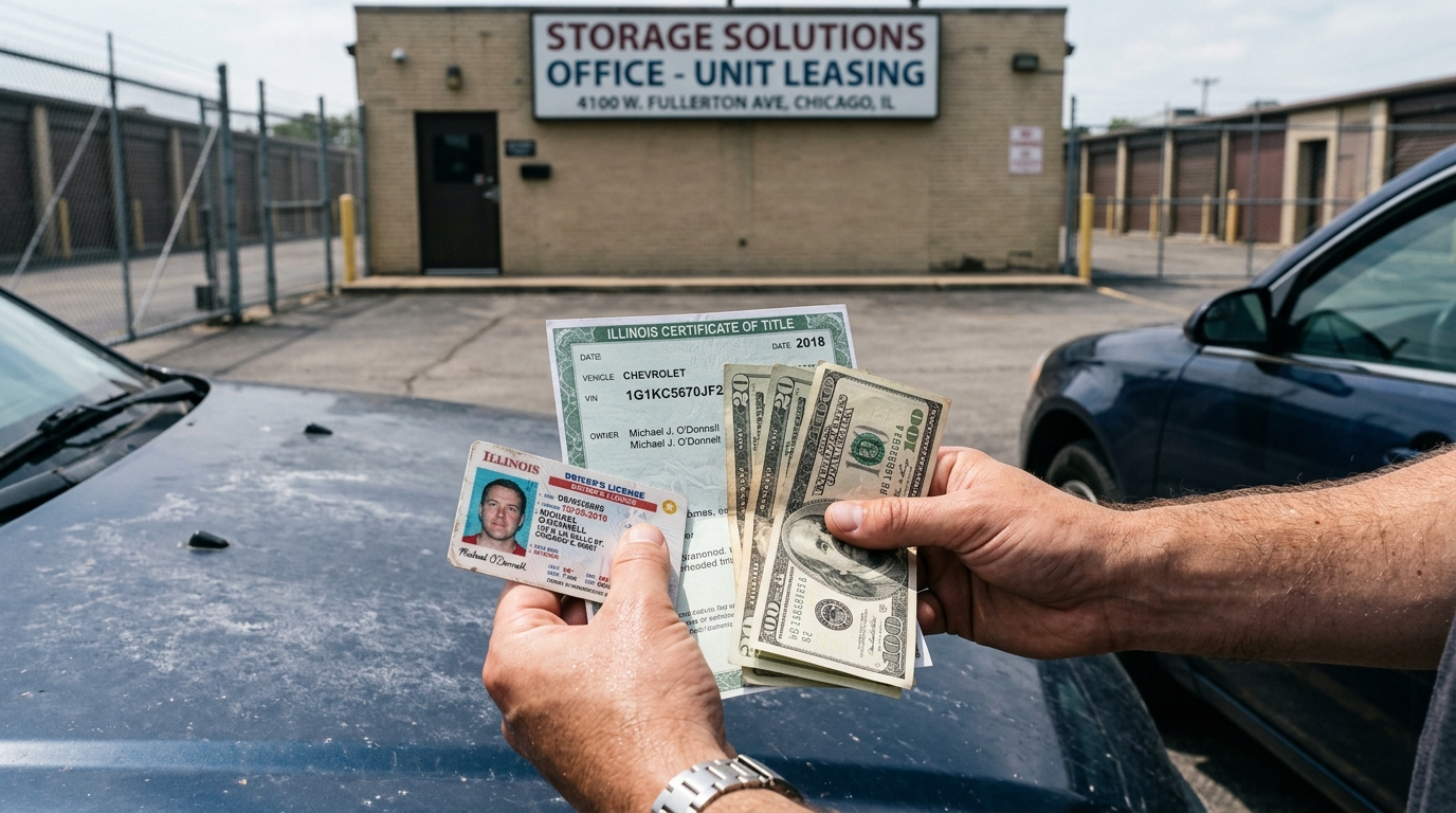 Driver preparing documents and payment before picking up a towed car Driver preparing documents and payment before picking up a towed car