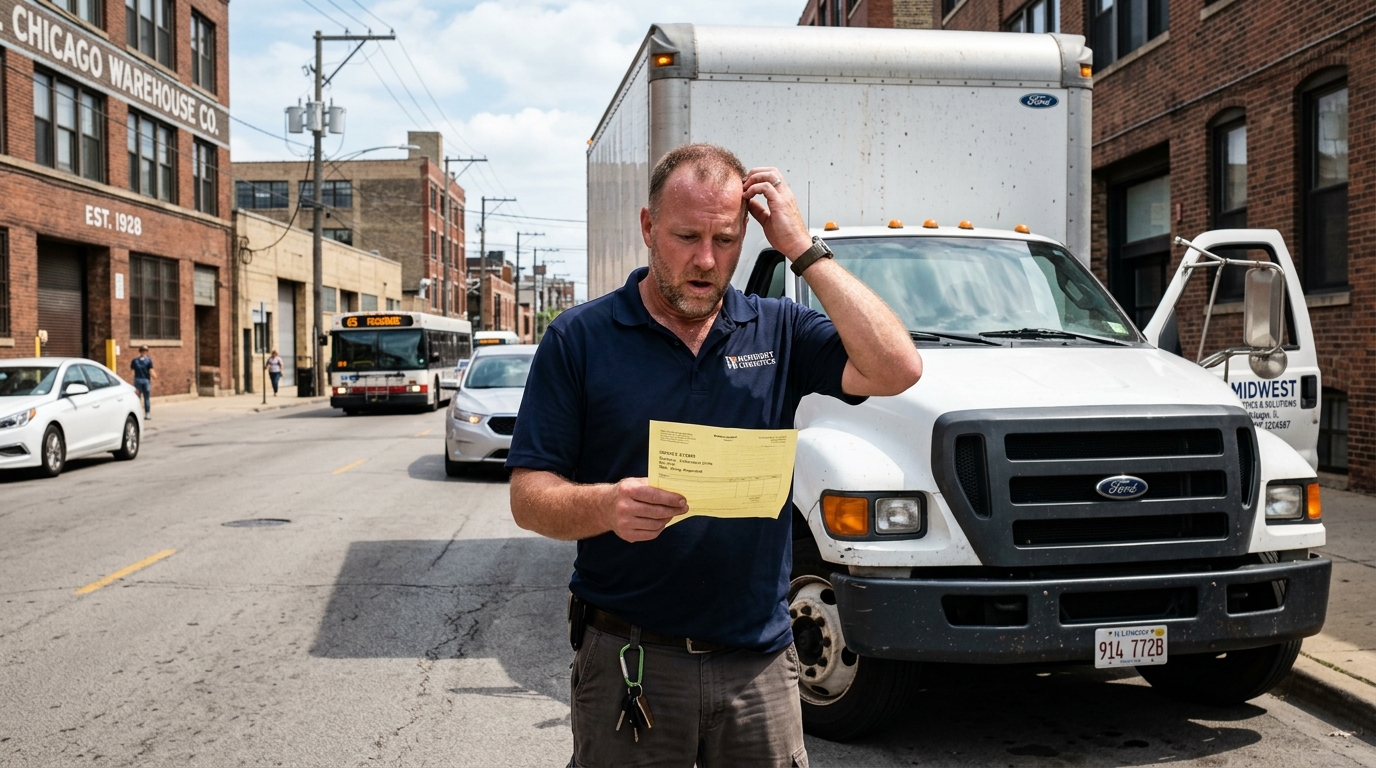 Business owner reviewing the cost of a heavy duty tow