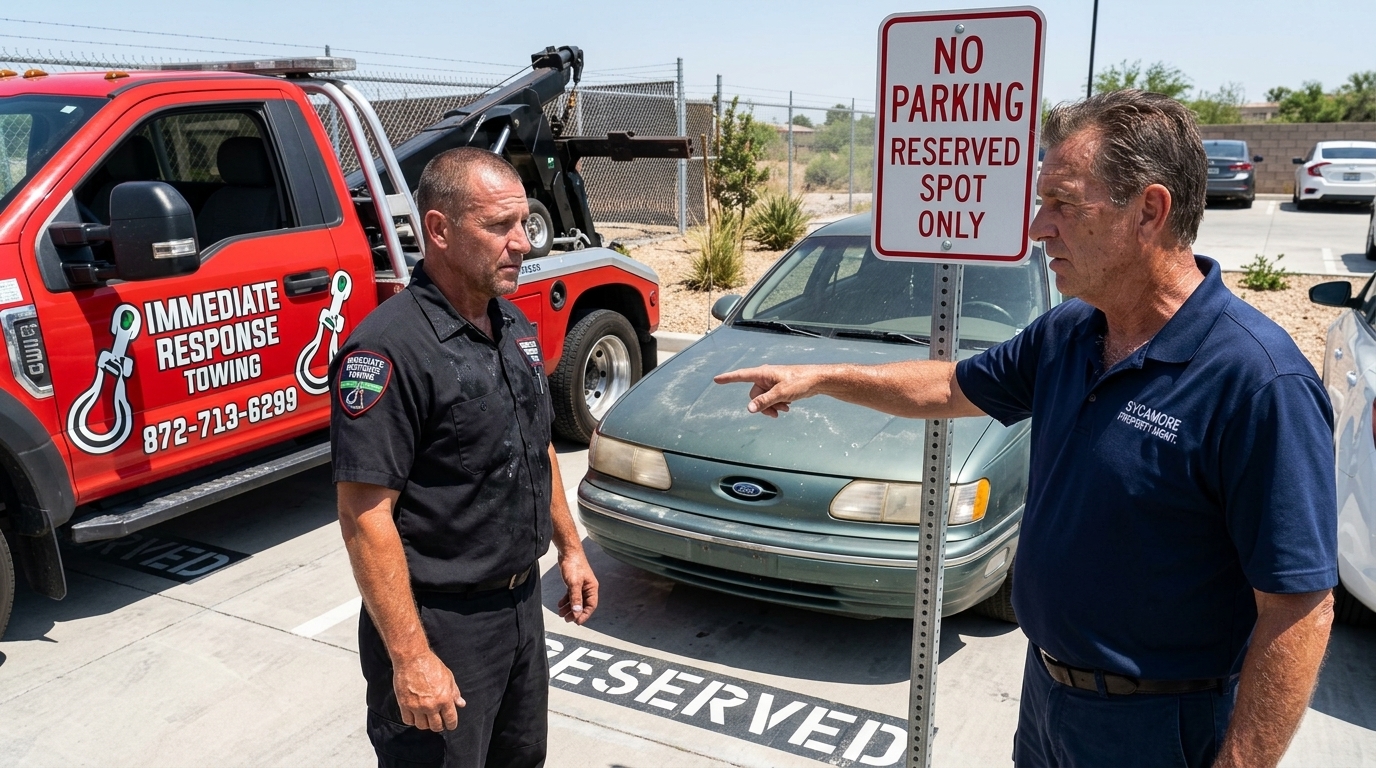 Property manager authorizing a private tow with Immediate Response Towing