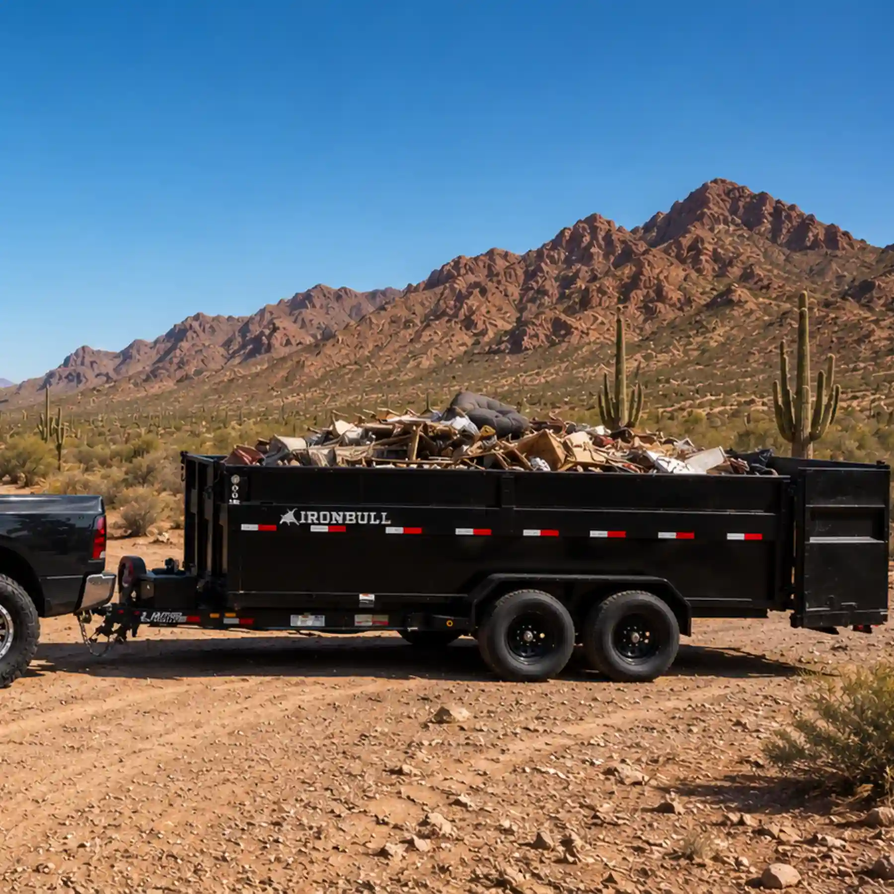 Dutchman Trailer Rentals junk removal trailer loaded for haul off
