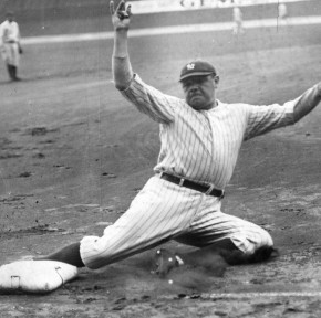 Babe Ruth Sliding into Third