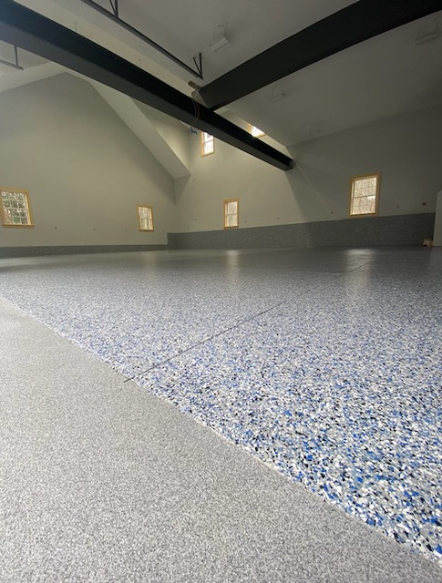 Airplane hangar concrete floor coating project