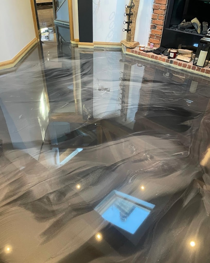 Full flake garage floor coating project in Worcester County