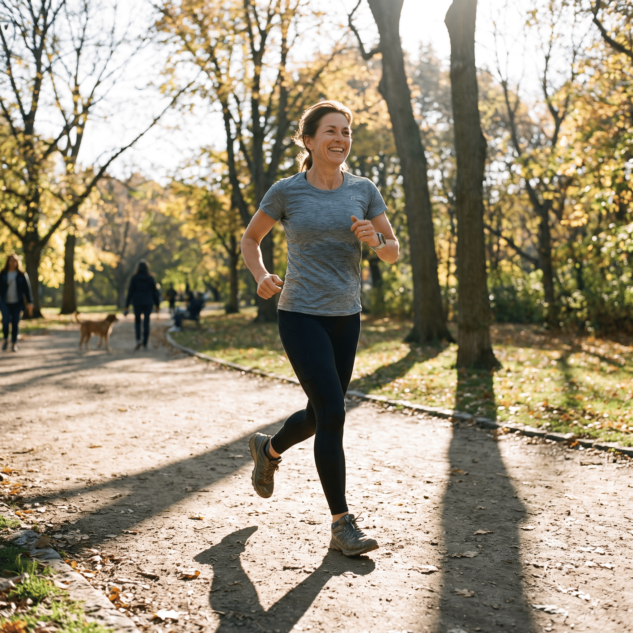 Running confidently on a sunny trail