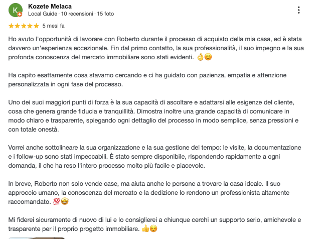 Testimonianza cliente