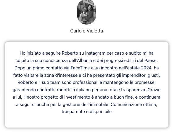 Testimonianza cliente