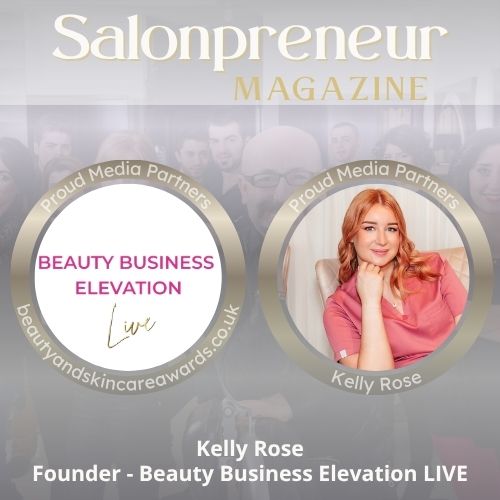 Kelly Rose founder of Beauty Business Elevation LIVE sat in gold chair with pink shirt and titian colour hair. Chin resting on hand Kelly Rose founder of Beauty Business Elevation LIVE sat in gold chair with pink shirt and titian colour hair. Chin resting on hand