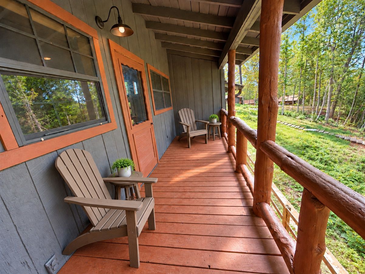 The Lodge — The porch, facing the woods