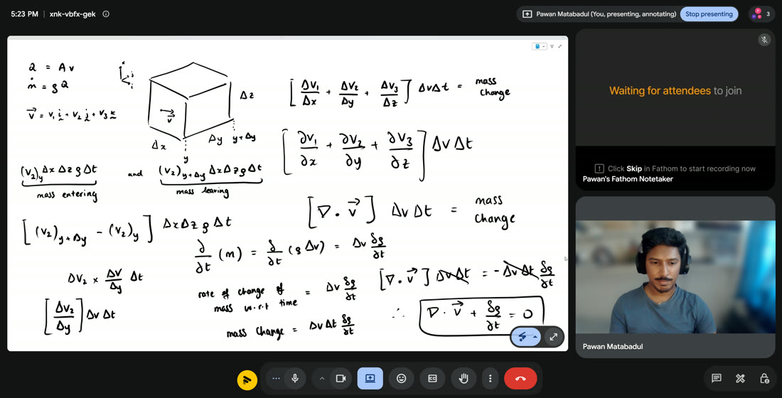 How a lesson looks on Google Meets — Pawan presenting the whiteboard working