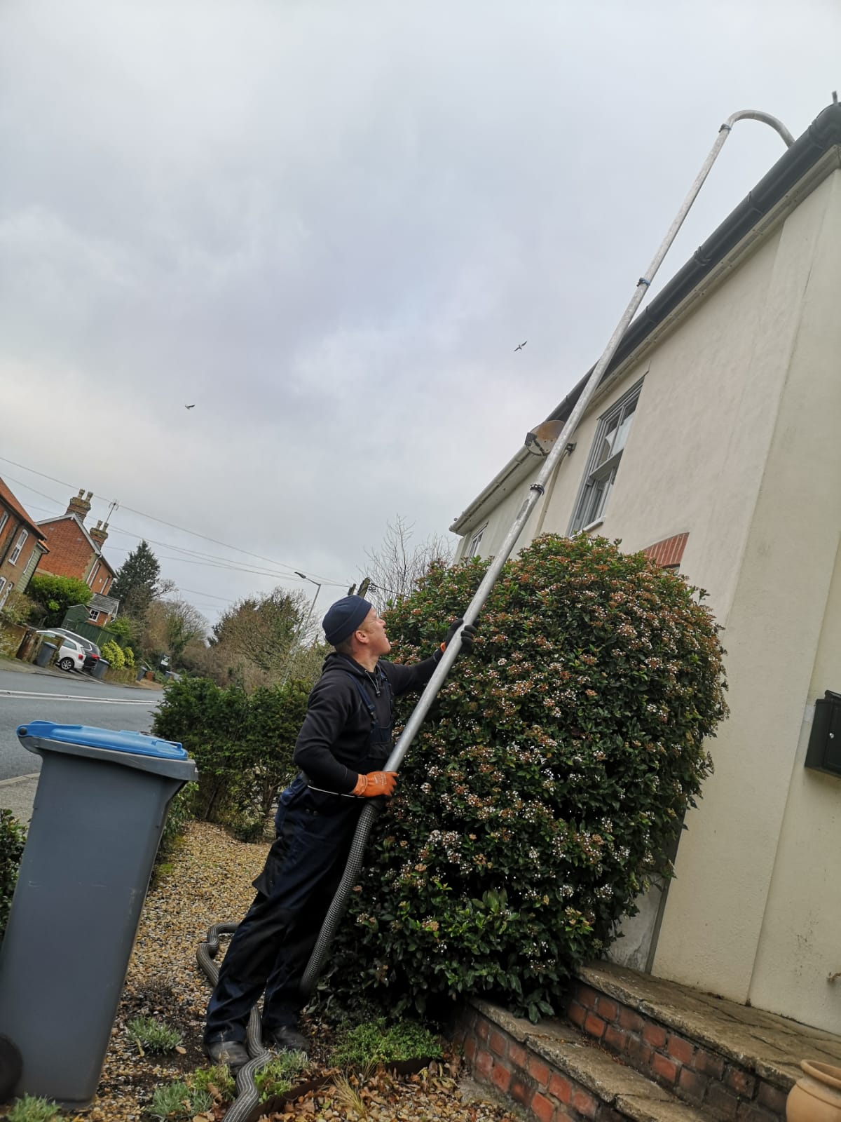 Gutter cleaning on a house in Suffolk
