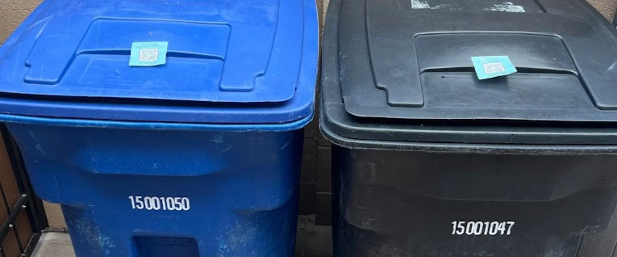 bin blue black trash can cleaning