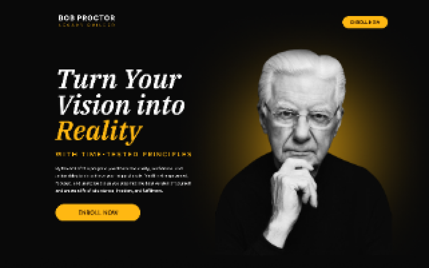 Bob Proctor's Legacy sales page, section 1 hero