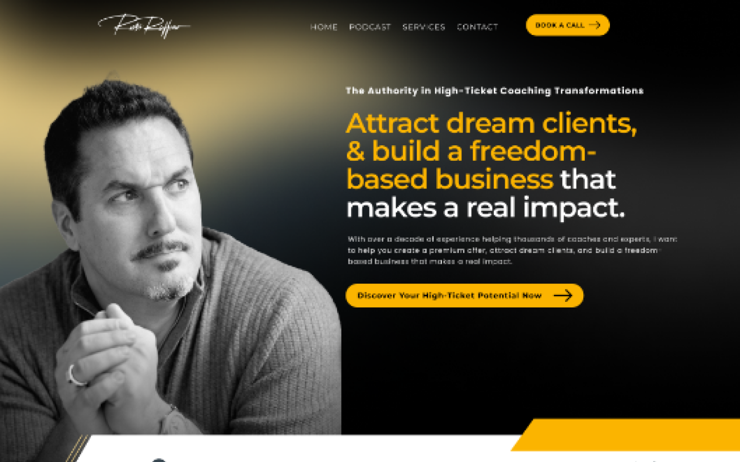 Russ Ruffino sales page, section 1 hero