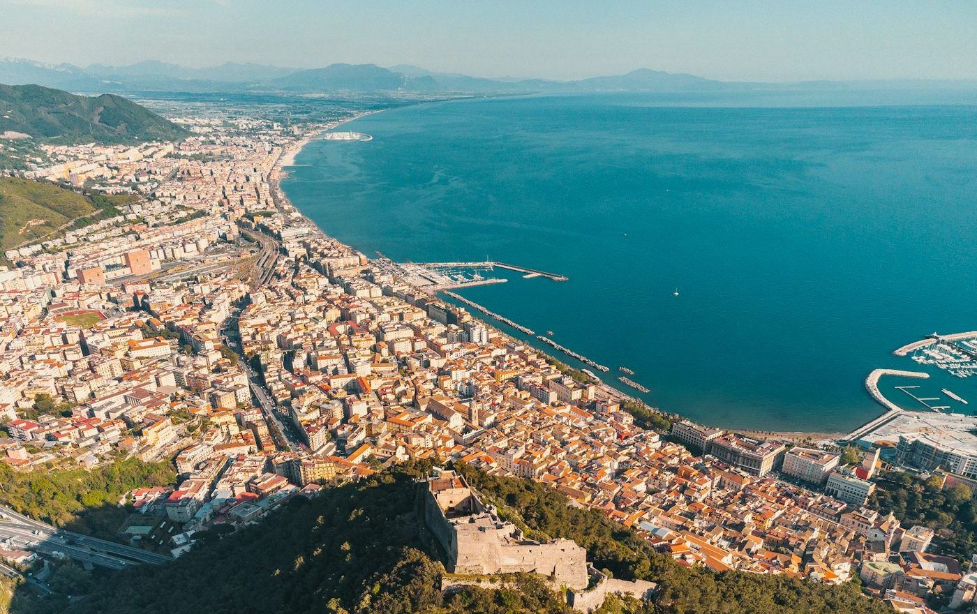 Salerno vista dall'alto, dal Castello di Arechi