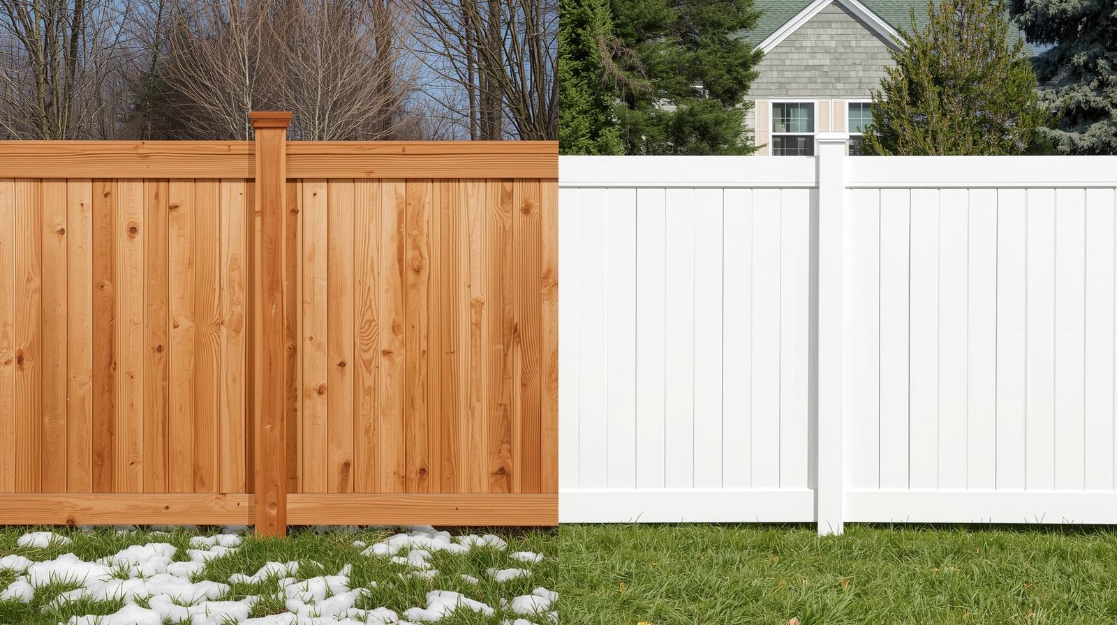 Comparison of wood and vinyl fencing in Wisconsin climate showing durability and weather resistance differences.