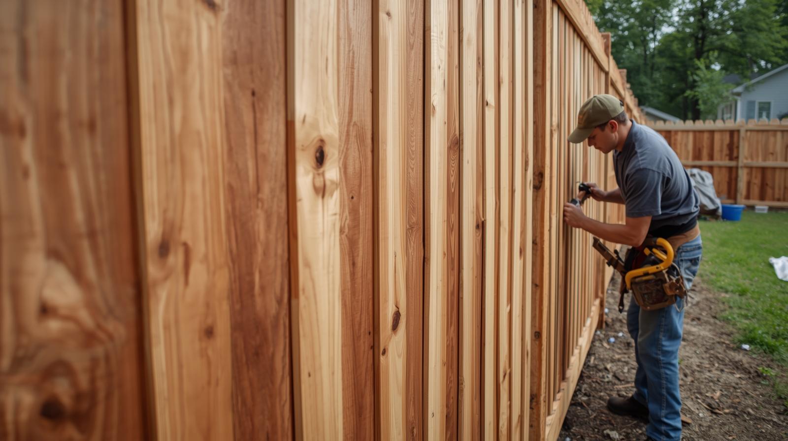 Cedar wood fence installation in Beloit WI backyard providing privacy and curb appeal.